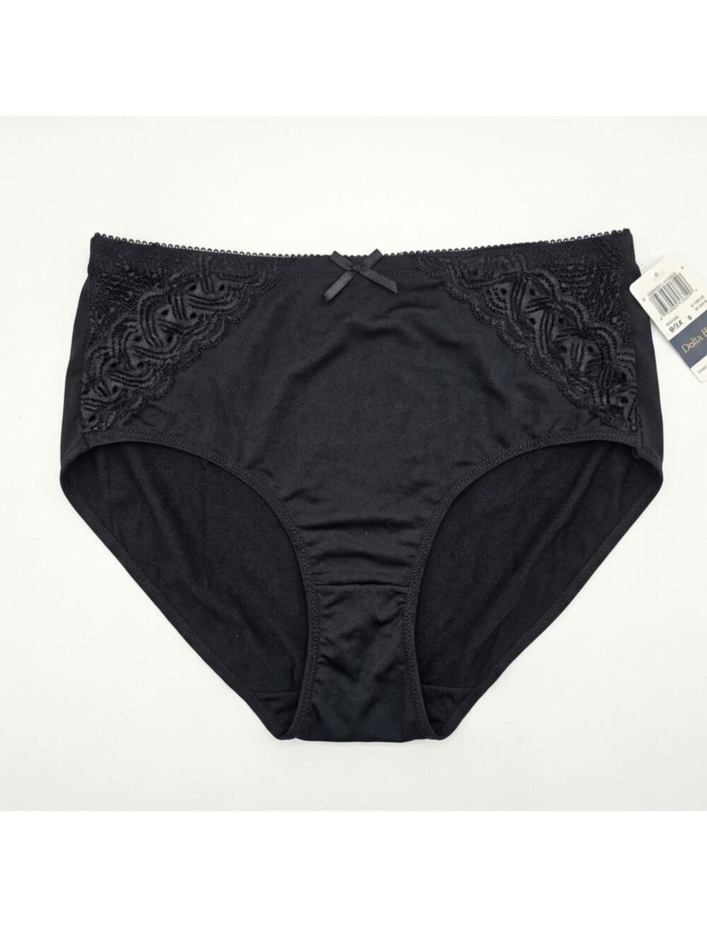 NEW Vintage 90s Delta Burke 2X Black High Waist Satin Panties Underwear